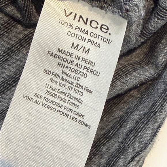 Vince Charcoal and Light Gray Striped Pima Cotton Henley Size Medium - Picture 6 of 7